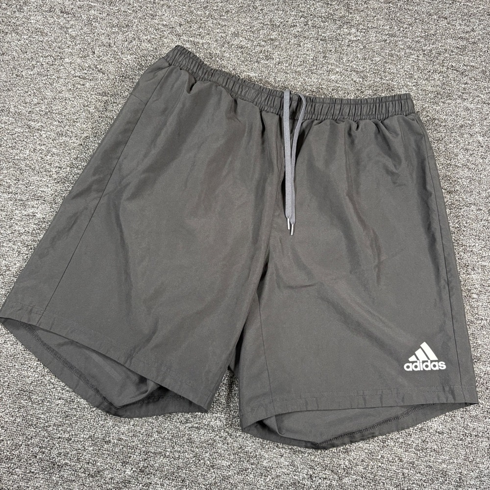 Adidas Running Shorts Mens Large Gray Climalite 7 Inch Inseam Lined Athletic